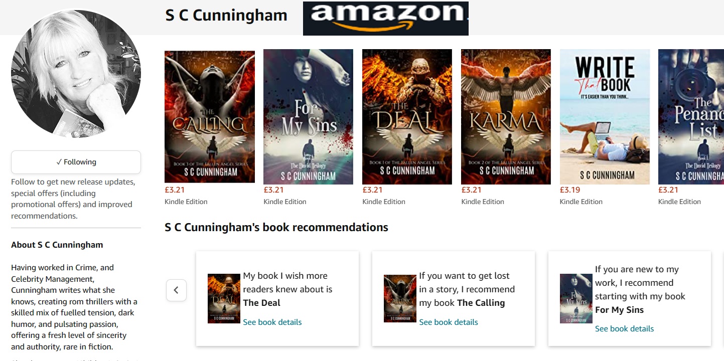 Crime Writer S C Cunningham writes contemporary urban paranormal fantasy and steamy psychological thrillers. Amazon author page for author SCCunningham 