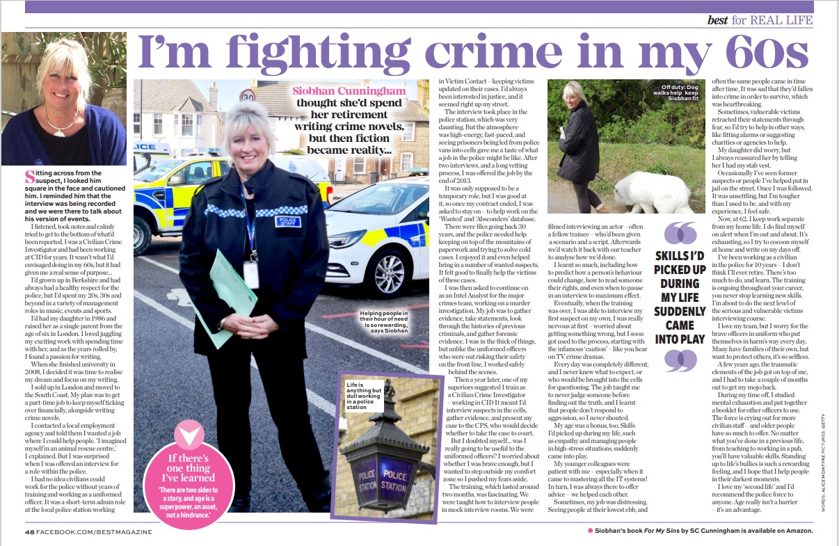Crime Writer S C Cunningham writes contemporary urban paranormal fantasy and steamy psychological thrillers. Best Magazine article with author SCCunningham, working as a crime investigator, police investigator