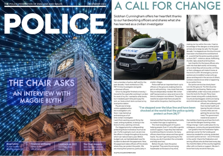 Crime Writer S C Cunningham, Police Magazine interview Author SCCunningham, policing