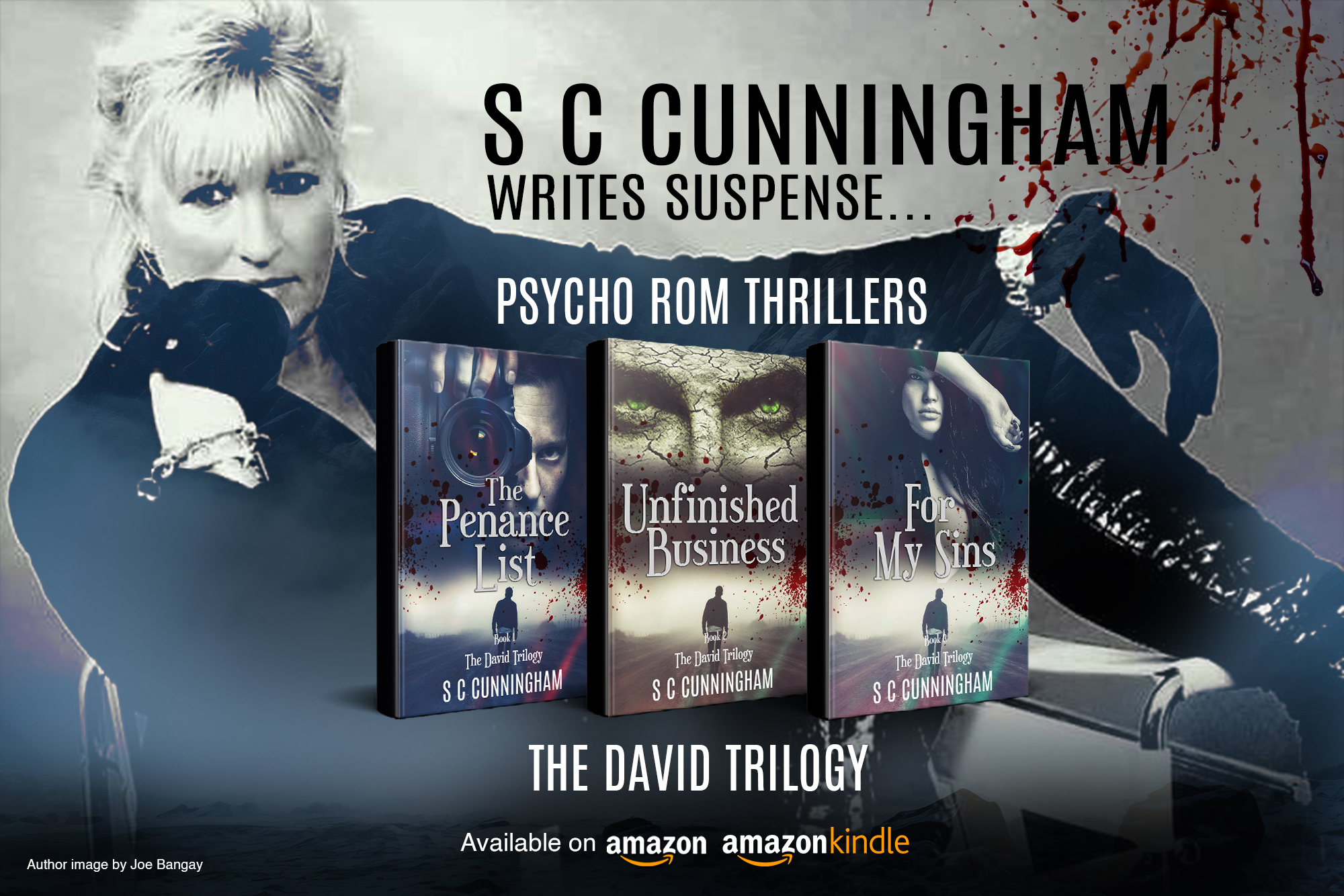 The David Trilogy, The Penance List, Unfinished Business, For My Sins, by crime writer author SCCunningham, S C Cunningham, murder mystery, psycho thriller, romance, suspense, psychological thriller,