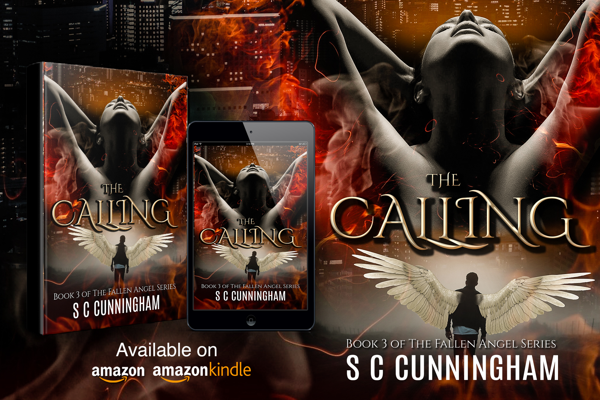 Book cover of The Calling by crime writer S C Cunningham, a contemporary crime urban paranormal rom fantasy, part of The Fallen Angel Series by author SCCunningham.