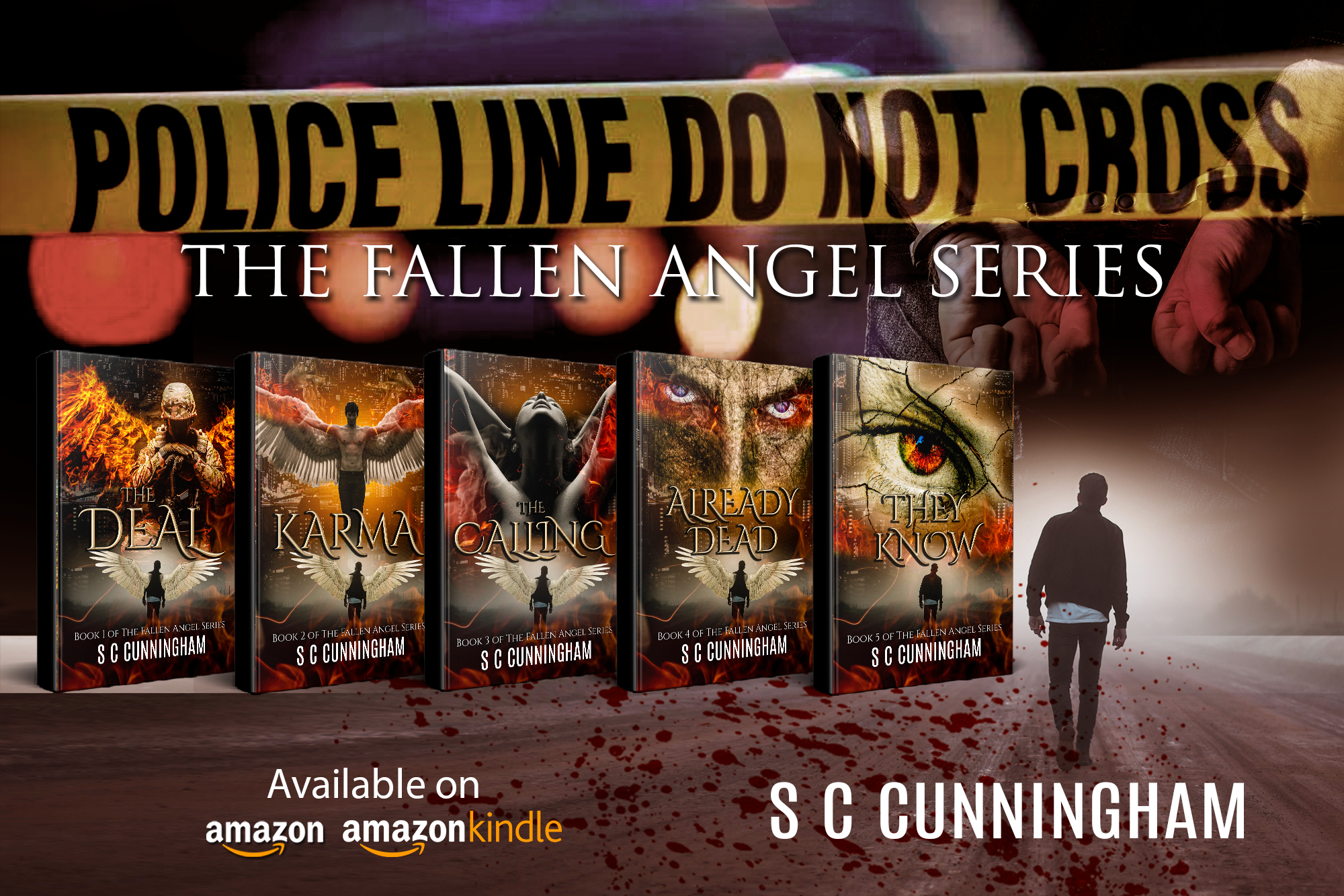 The Fallen Angel Series by Crime Writer S C Cunningham, a contemporary urban crime paranormal fantasy, author SCCunningham.