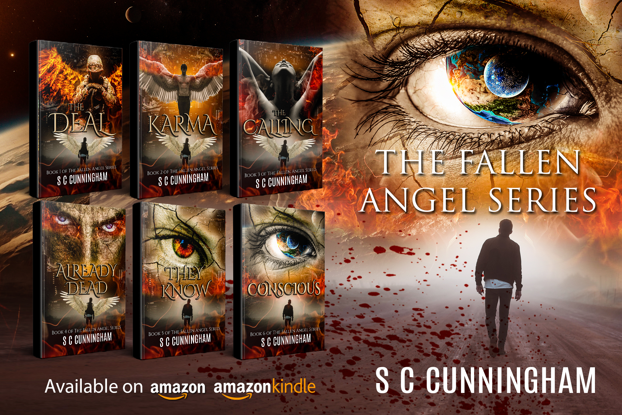 The Fallen Angel Series by author  SCCunningham, Urban Fantasy, Romance, SciFi, Mystery, Suspense, Thriller Series by S C Cunningham